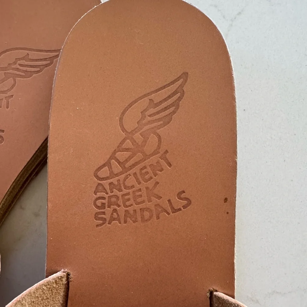 Ancient Greek Sandals Tan Leather Slide Sandals